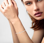 Adjustable Sideways Cross Cuff Bracelet in Sterling Silver