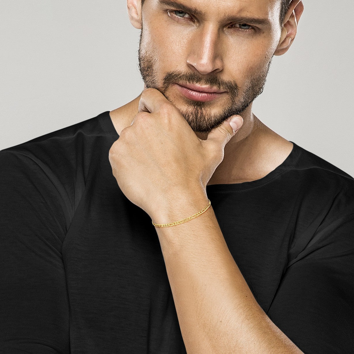 Figaro Chain Bracelet in 18k Gold Over Sterling Silver, 3mm