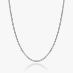 Round Box Chain Necklace in Rhodium Plated Sterling Silver, 2mm