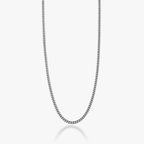 Thick Cuban Link Chain Necklace in Rhodium Plated Sterling Silver, 3.2mm