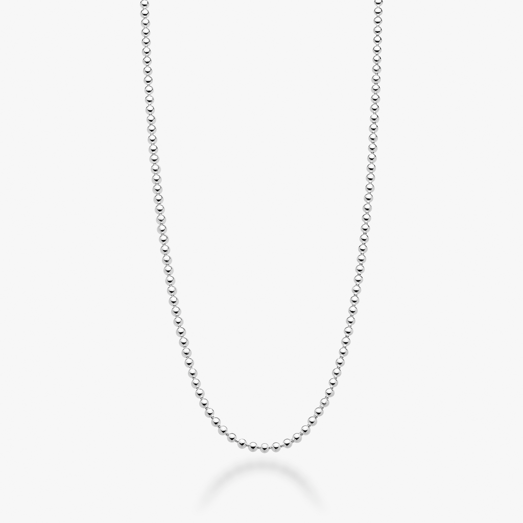 Bead Strand Necklace in Sterling Silver, 2mm