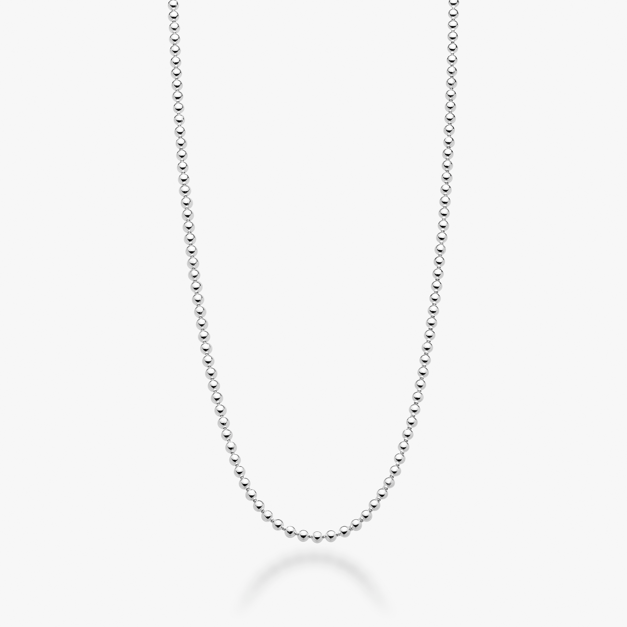 Bead Strand Necklace in Sterling Silver, 2mm