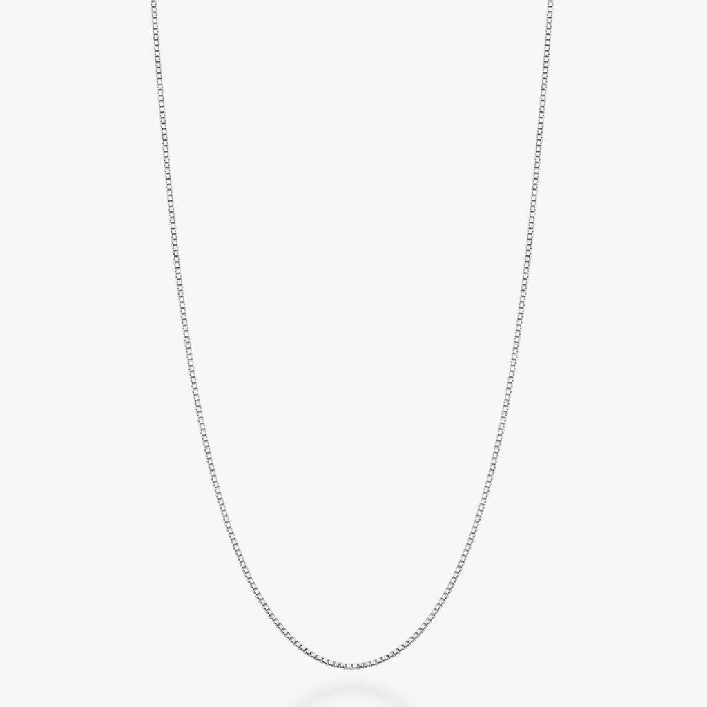 Box Chain Necklace in Sterling Silver, 1mm