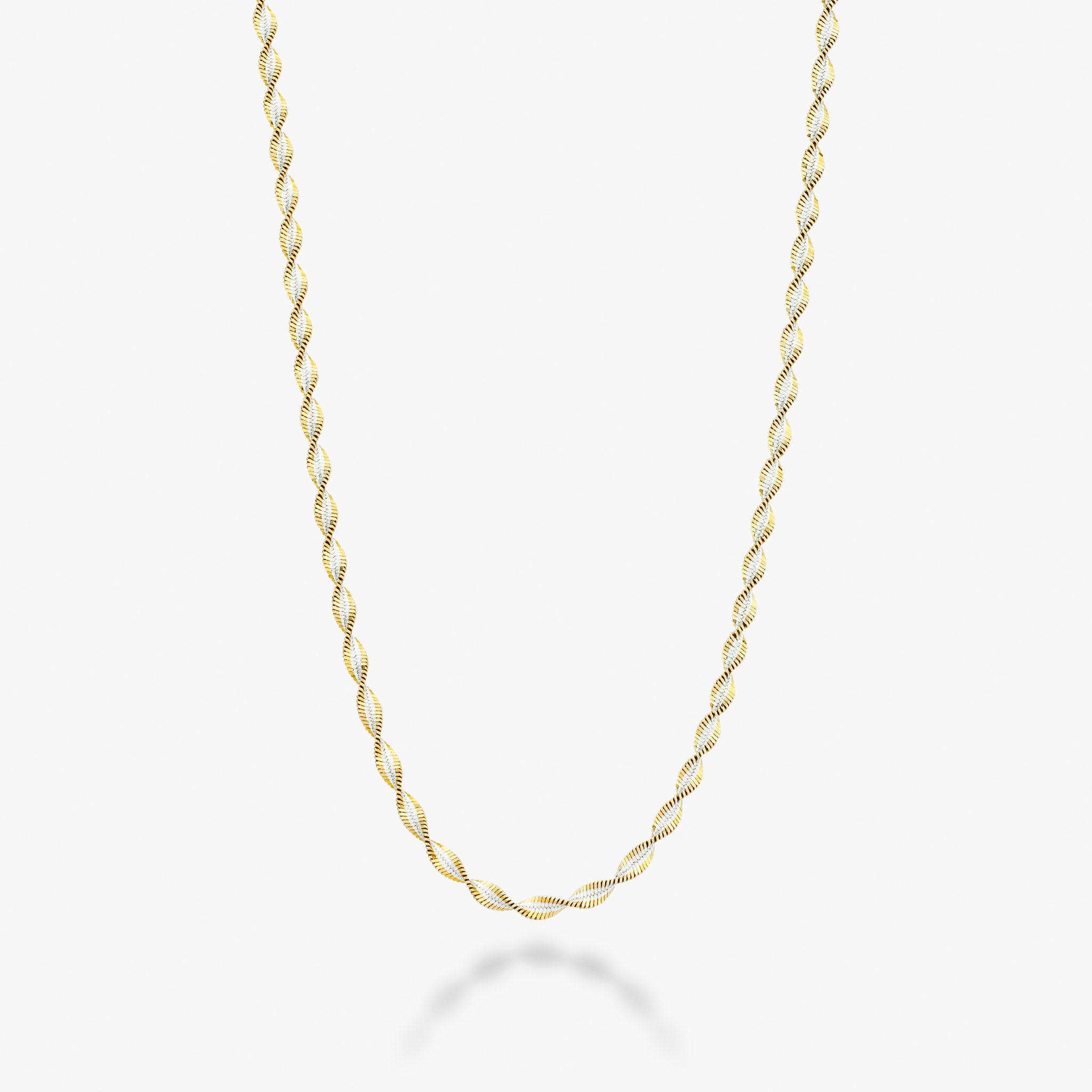 Two-Tone Twisted Herringbone Necklace, 2.5mm