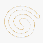 Beaded Rosary 60 Inches Long Wrap Layering Station Necklace in 18k Gold Over Bronze