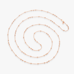 Beaded Rosary 60 Inches Long Wrap Layering Station Necklace in 18k Rose Gold Over Bronze