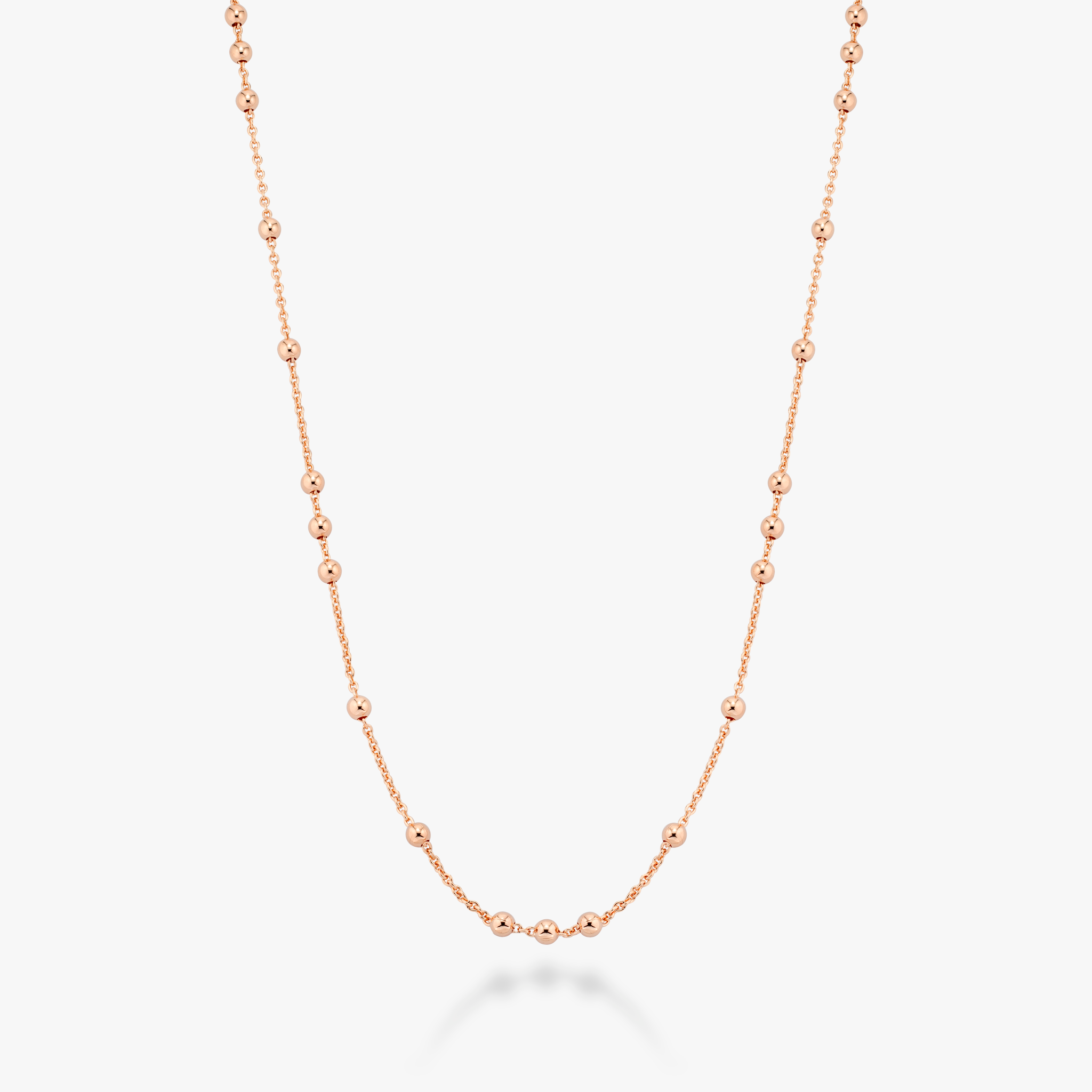 Beaded Rosary 60 Inches Long Wrap Layering Station Necklace in 18k Rose Gold Over Bronze