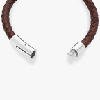 Genuine Italian Braided Brown Leather Bracelet With Stainless Steel Clasp, 6mm