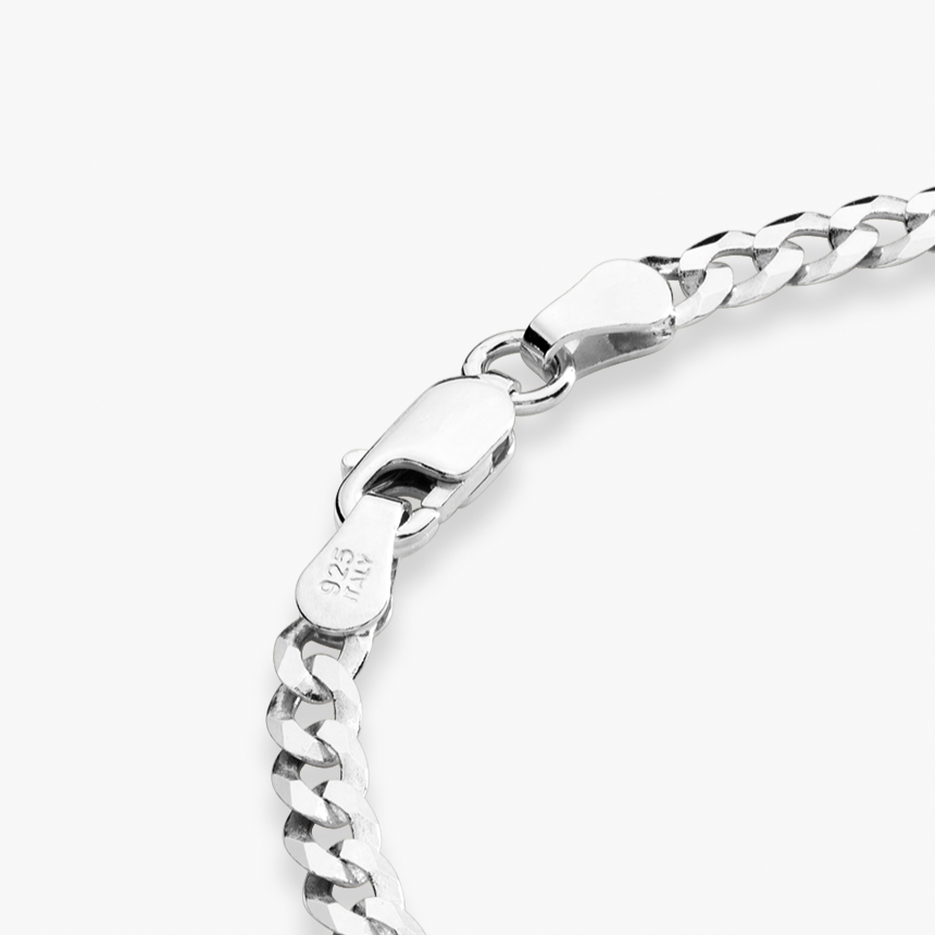Cuban Chain Bracelet in Sterling Silver, 3.5mm