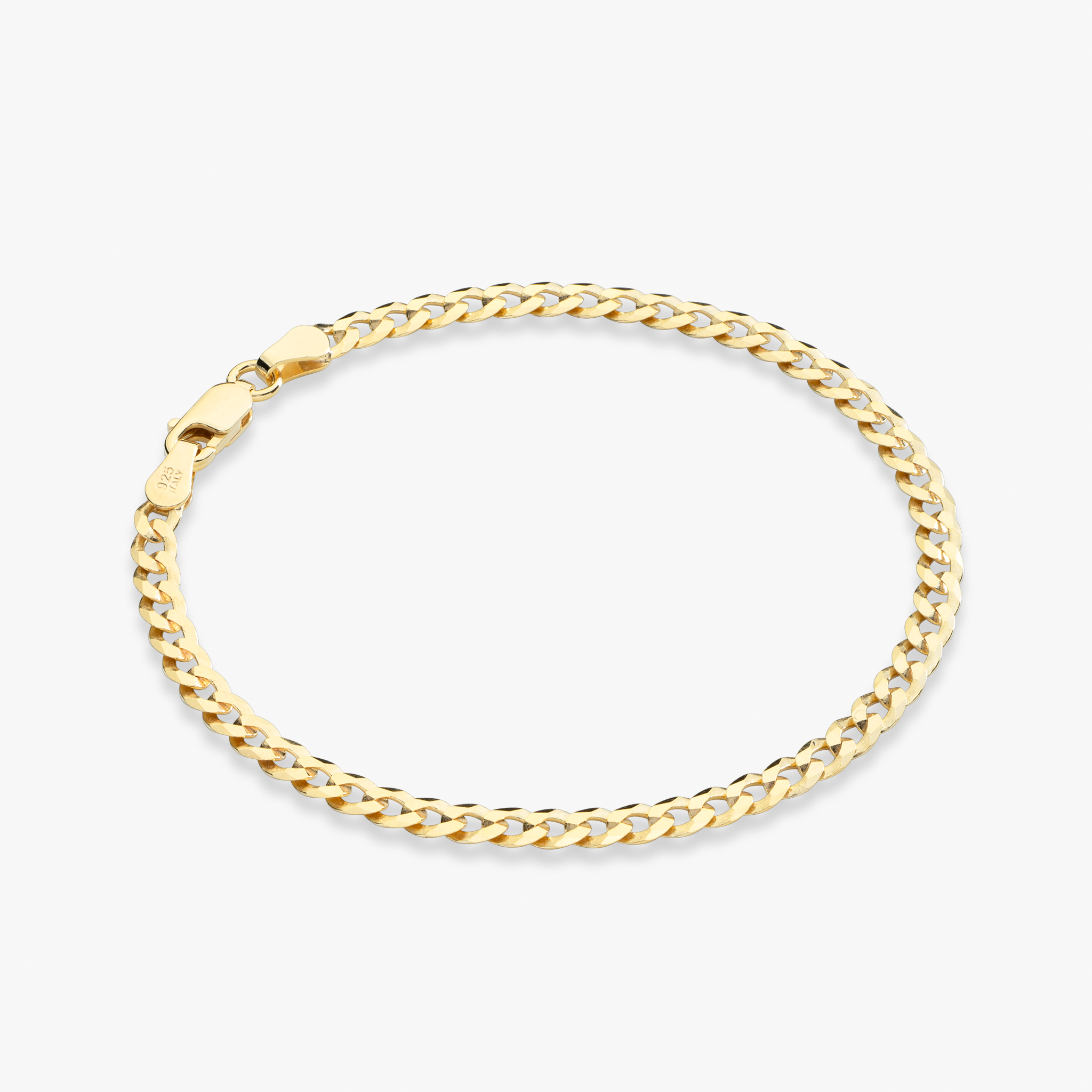Cuban Chain Bracelet in 18k Gold Over Sterling Silver, 3.5mm