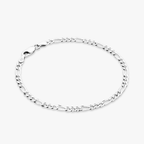 Figaro Chain Bracelet in Sterling Silver, 3mm