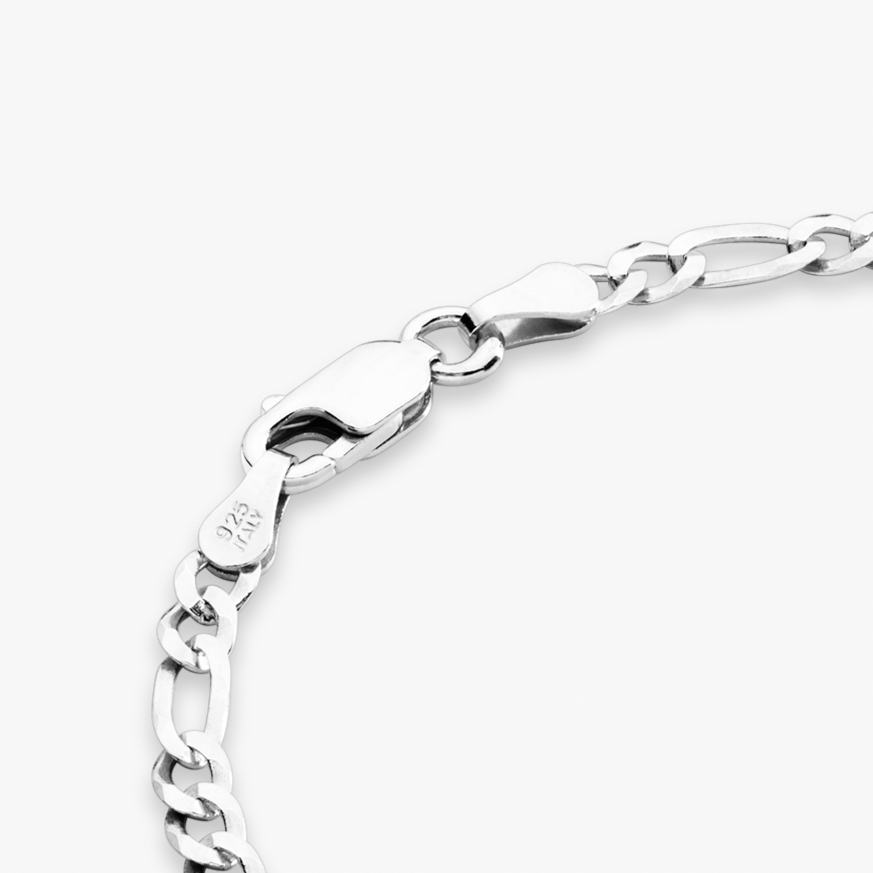 Figaro Chain Bracelet in Sterling Silver, 3mm