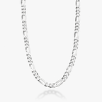 Figaro Chain Necklace in Sterling Silver, 7mm