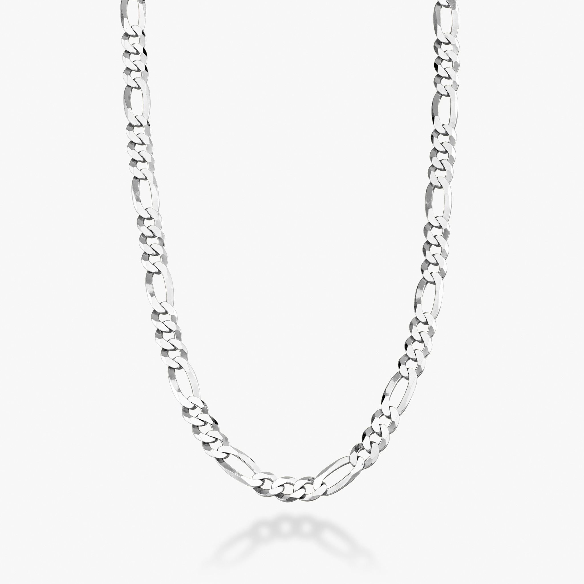 Figaro Chain Necklace in Sterling Silver, 7mm