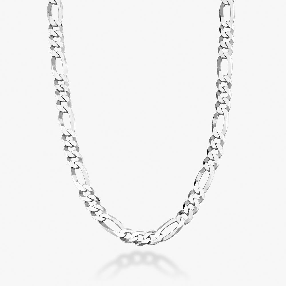 Figaro Chain Necklace in Sterling Silver, 9mm