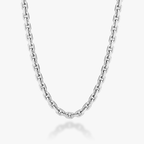 Open Box Chain Necklace in Rhodium Plated Sterling Silver, 3mm