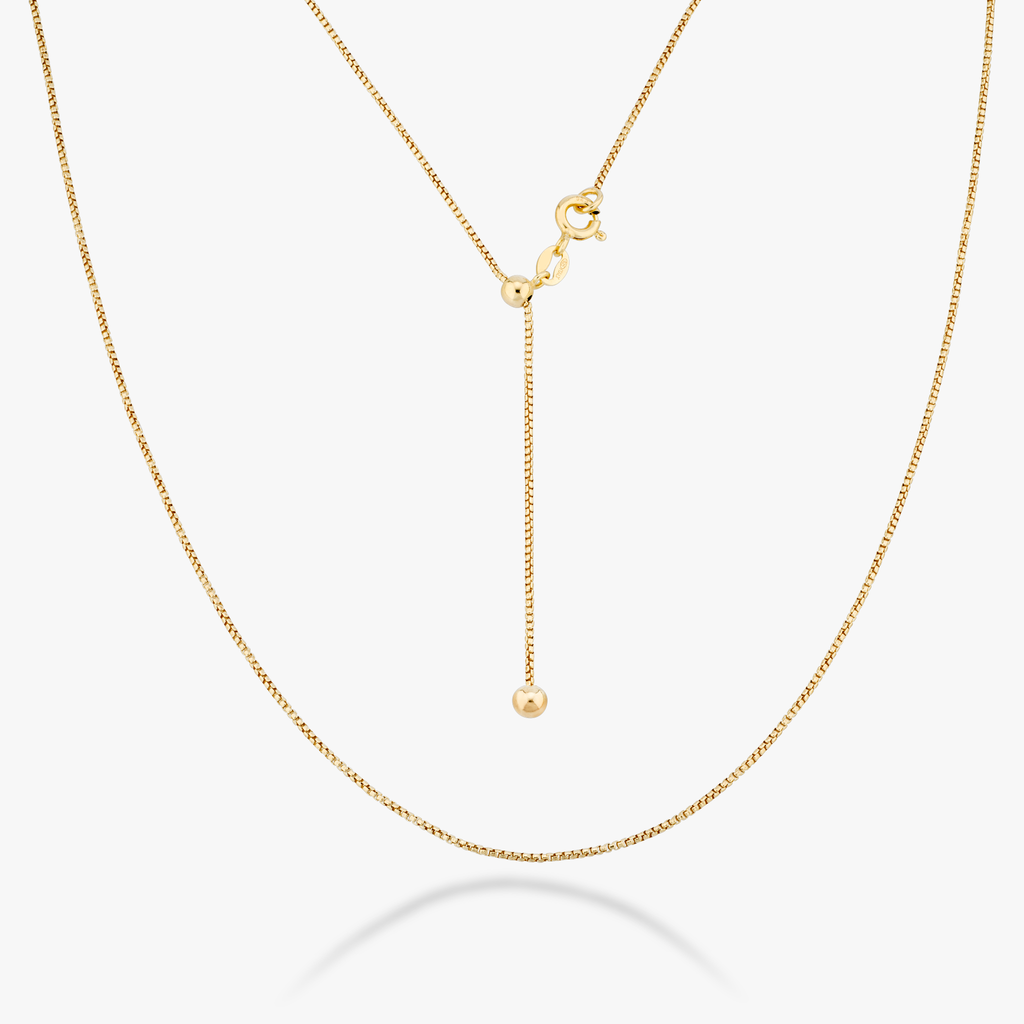 Adjustable Bolo Box Necklace in 18k Gold Over Sterling Silver, 1mm