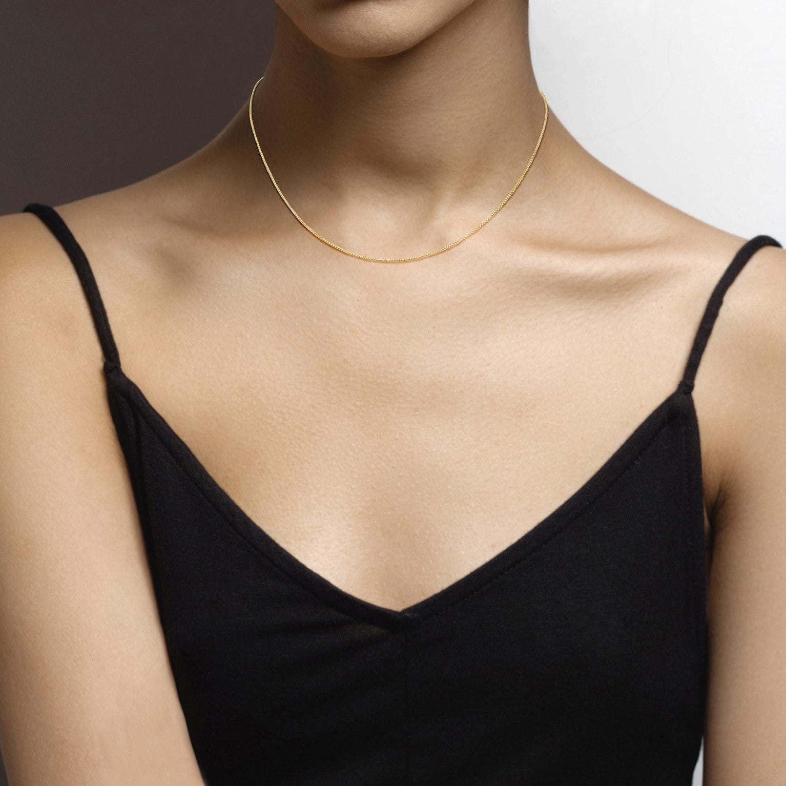 Adjustable Bolo Box Necklace in 18k Gold Over Sterling Silver, 1mm