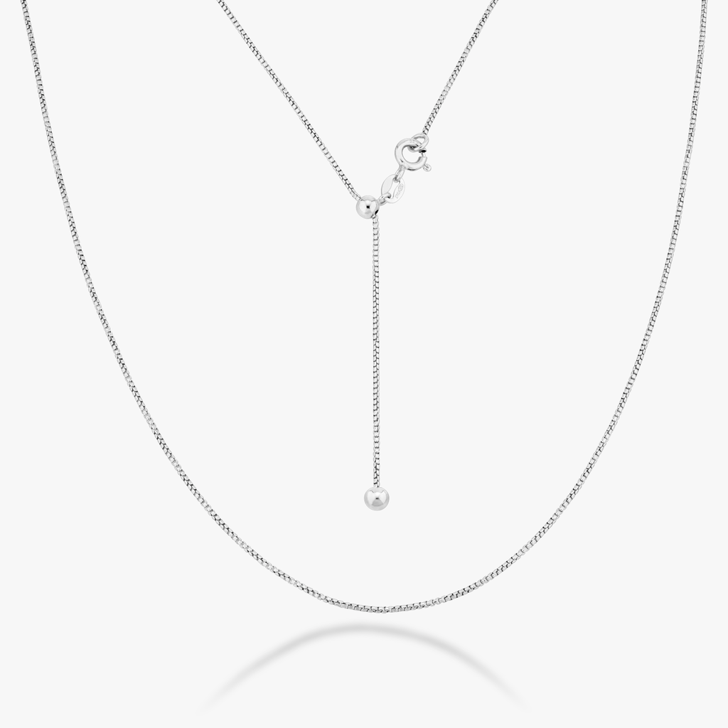Adjustable Bolo Box Necklace in Sterling Silver, 1mm