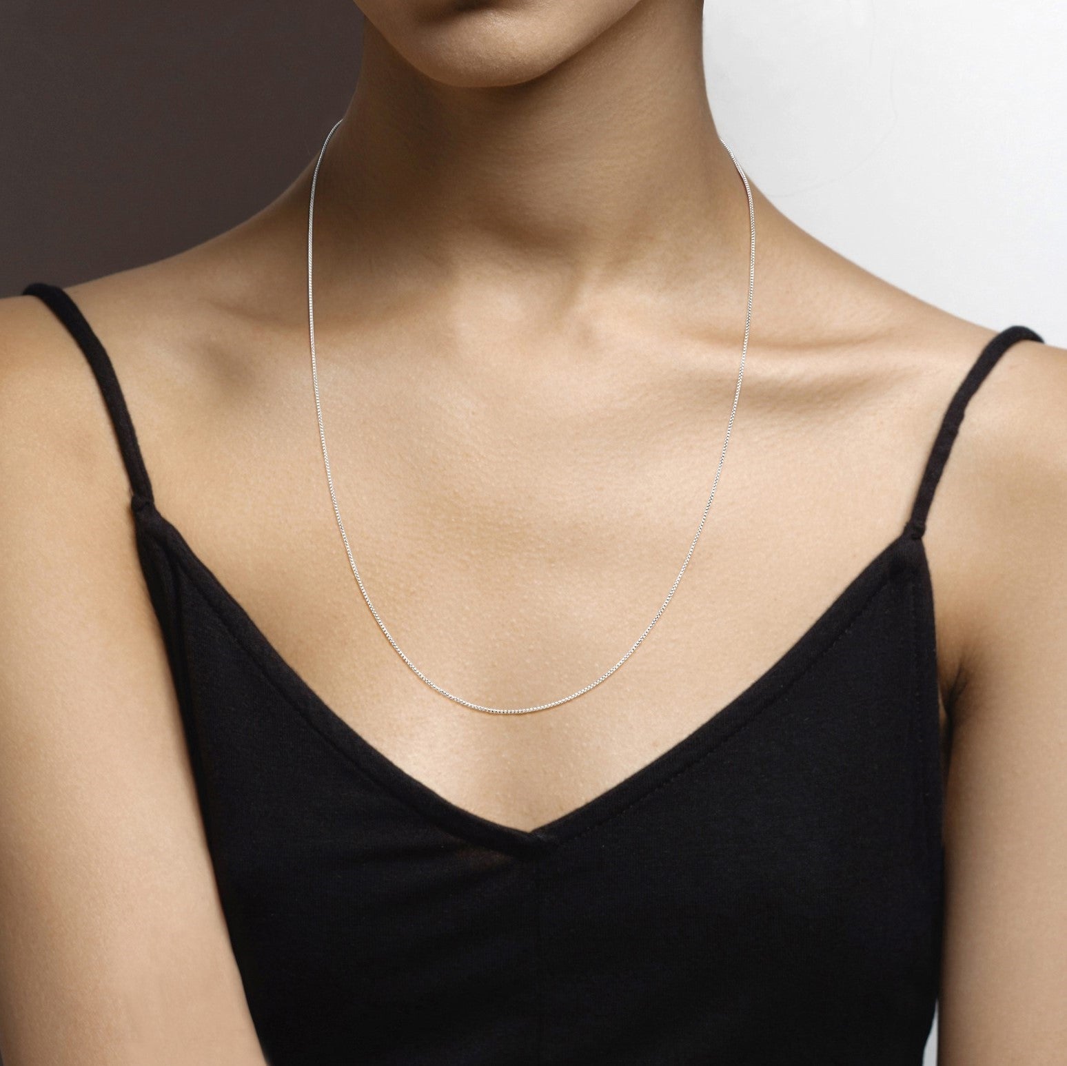 Adjustable Bolo Box Necklace in Sterling Silver, 1mm