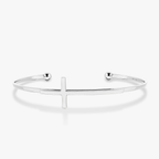 Adjustable Sideways Cross Cuff Bracelet in Sterling Silver