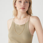 Beaded Rosary 60 Inches Long Wrap Layering Station Necklace in 18k Gold Over Bronze