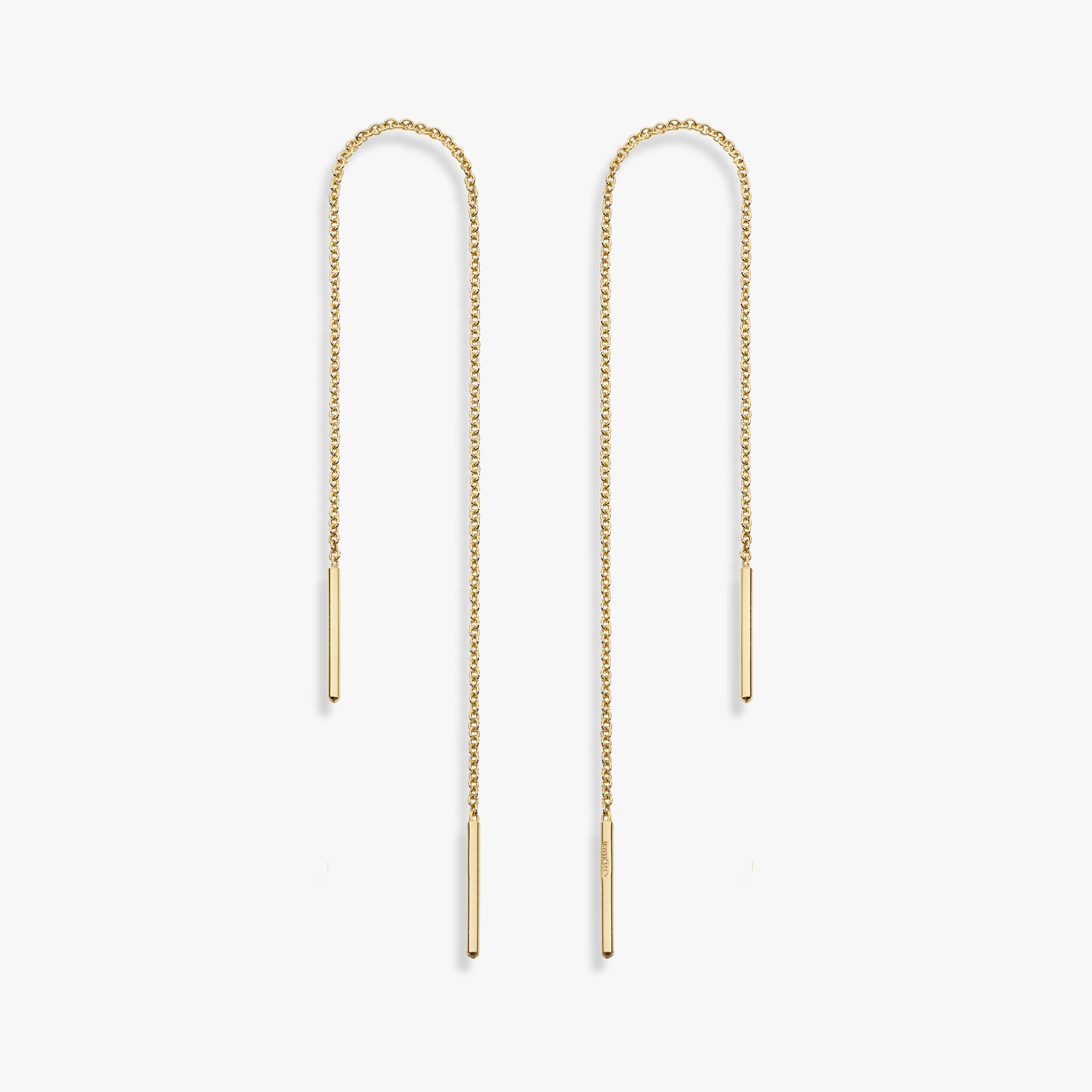 Bar Drop Threader Chain Earrings in 18k Gold Over Sterling Silver