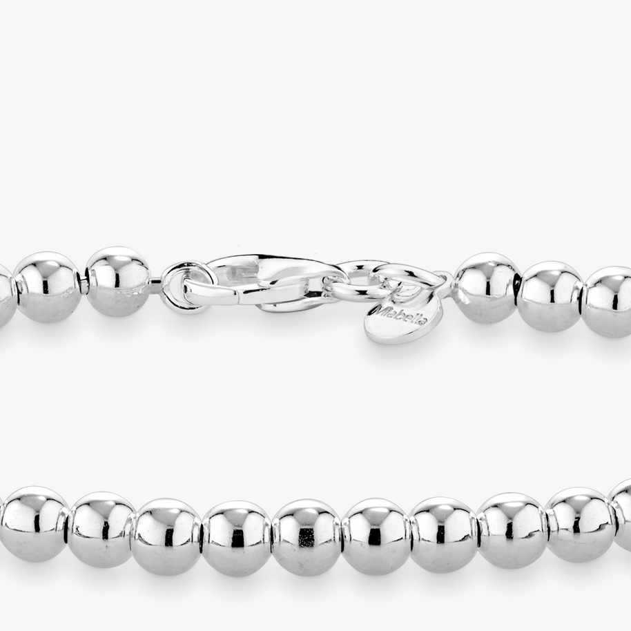 Bead Strand Bracelet in Sterling Silver, 4mm