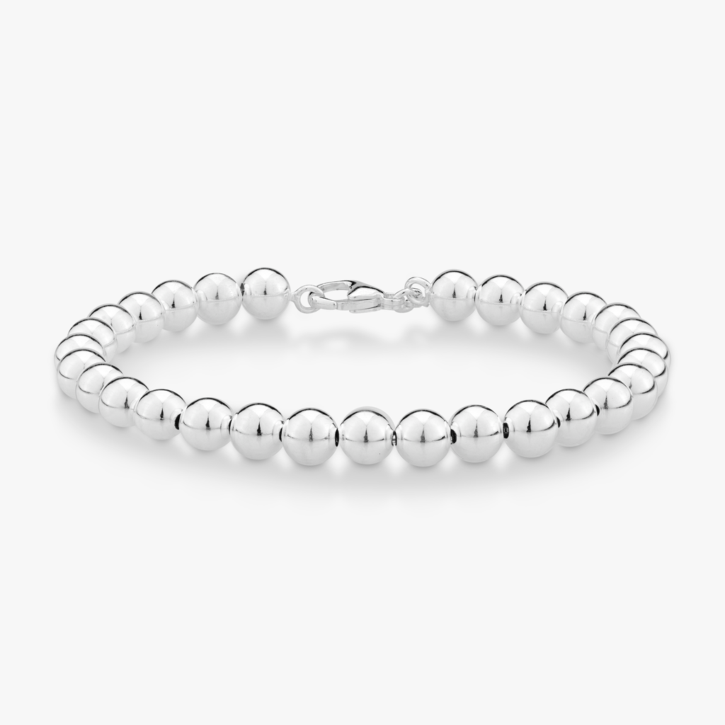 Bead Strand Bracelet in Sterling Silver, 6mm