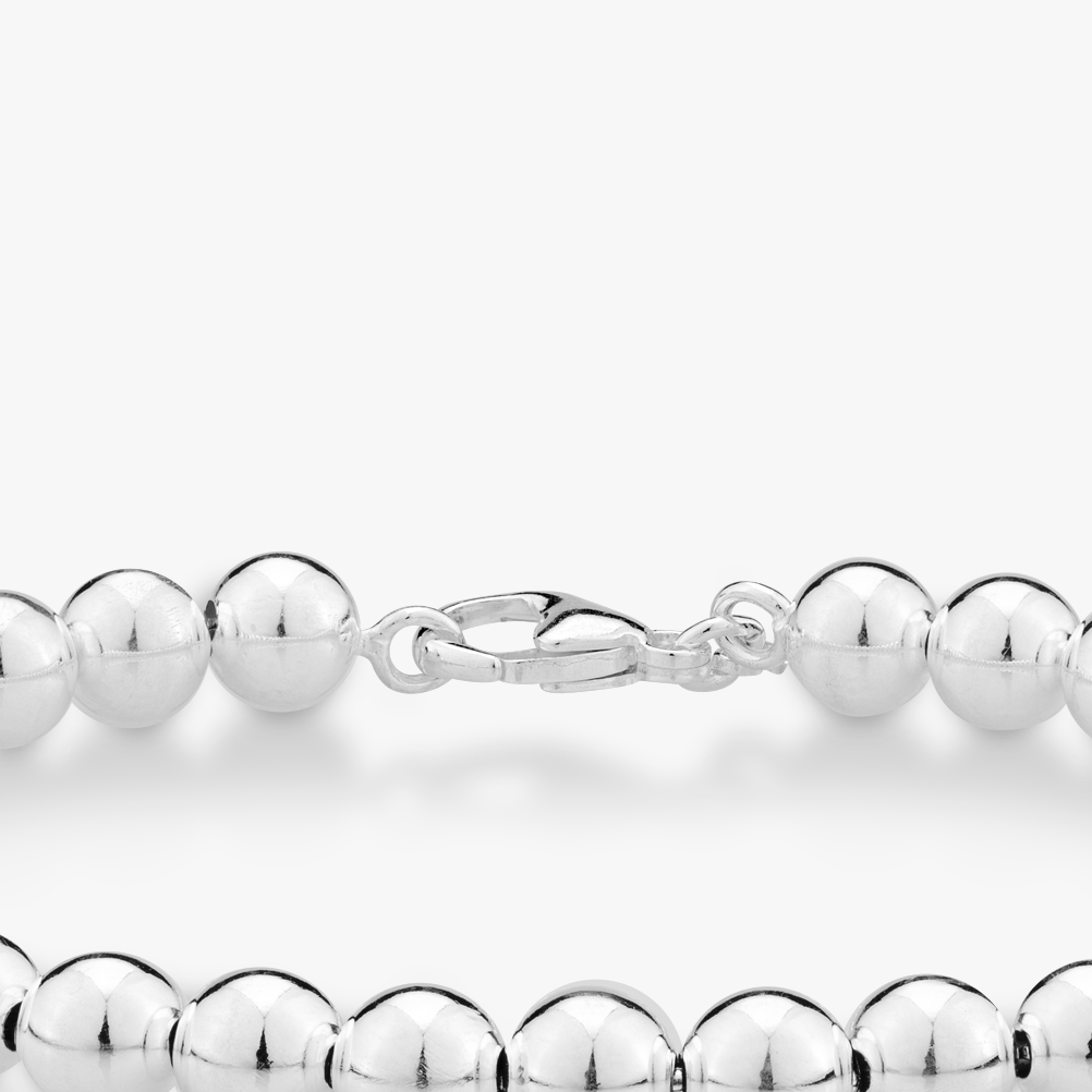 Bead Strand Bracelet in Sterling Silver, 6mm