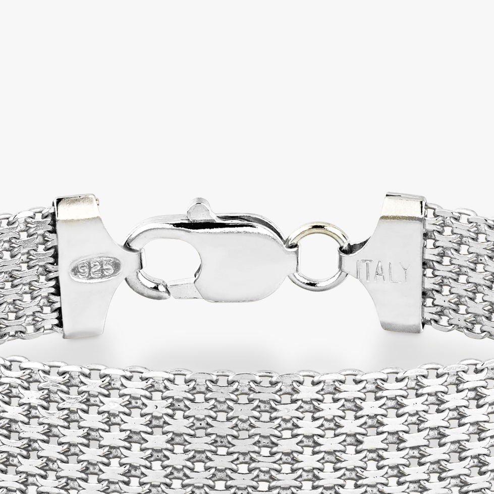 Bismark Mesh Bracelet in Sterling Silver, 12mm