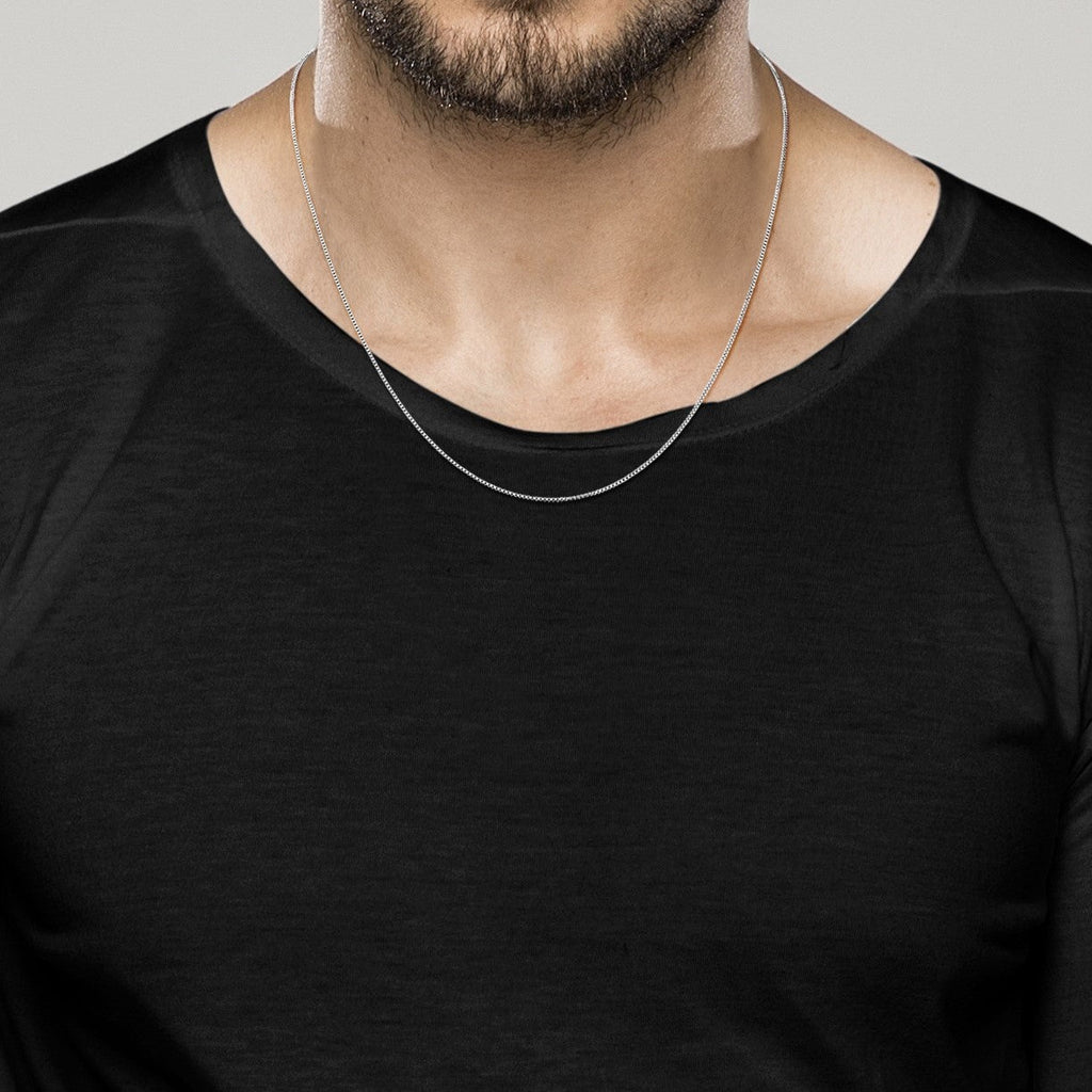 Box Chain Necklace in Sterling Silver, 1mm