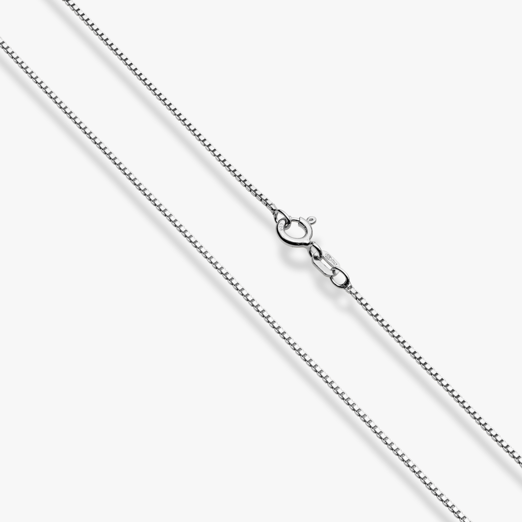 Box Chain Necklace in Sterling Silver, 1mm