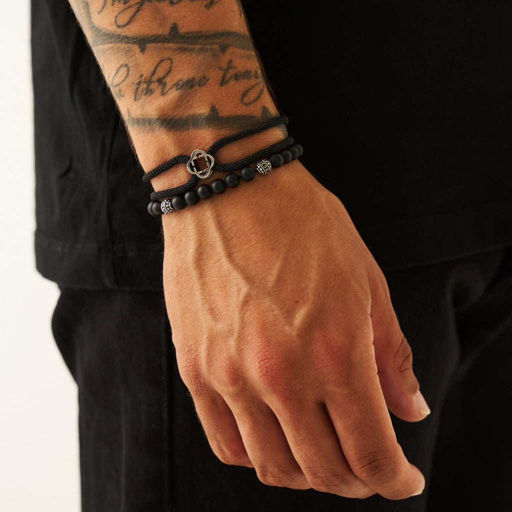 Matte Onyx Stone Bracelet (Silver)
