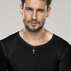 Crucifix Cross Pendant Necklace in Rhodium Plated Sterling Silver, Small