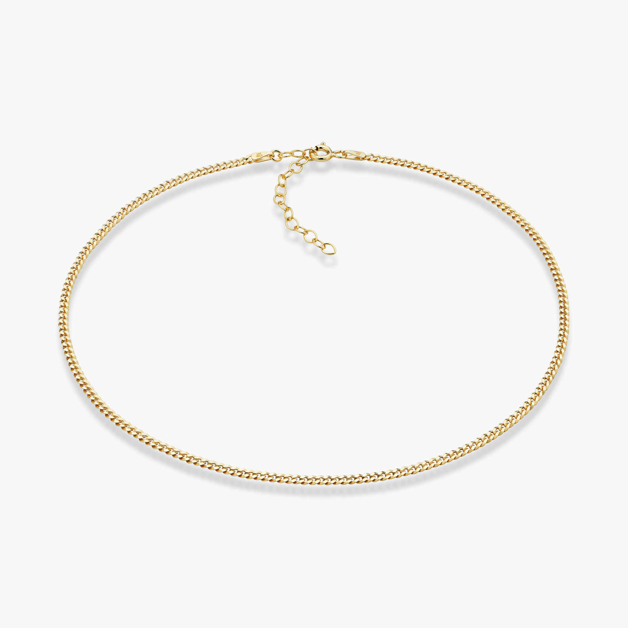 Cuban Adjustable Choker Necklace in 18k Gold Over Sterling Silver, 2.5mm