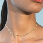 Cuban Adjustable Choker Necklace in 18k Gold Over Sterling Silver, 2.5mm