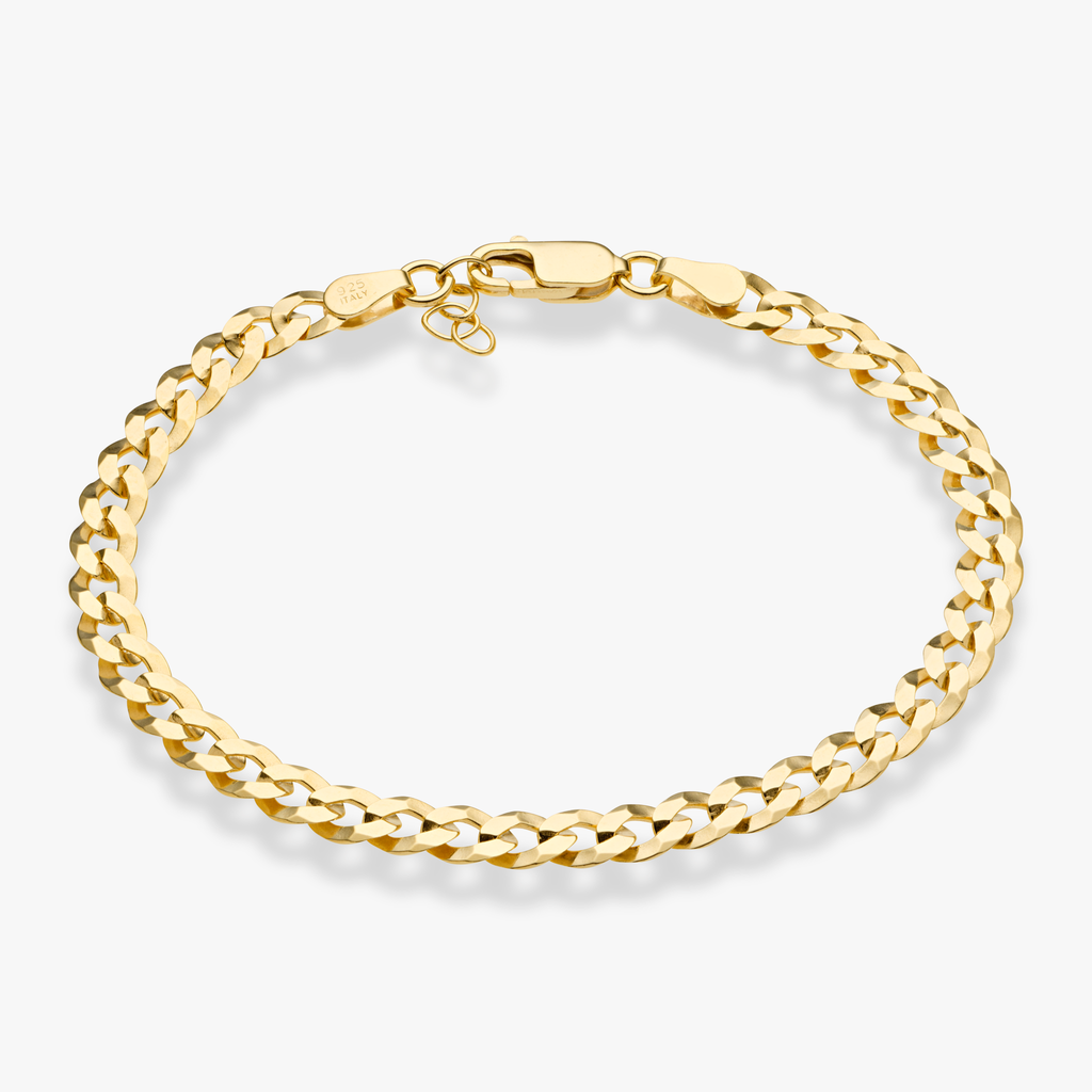 Cuban Chain Bracelet in 18k Gold Over Sterling Silver, 5mm