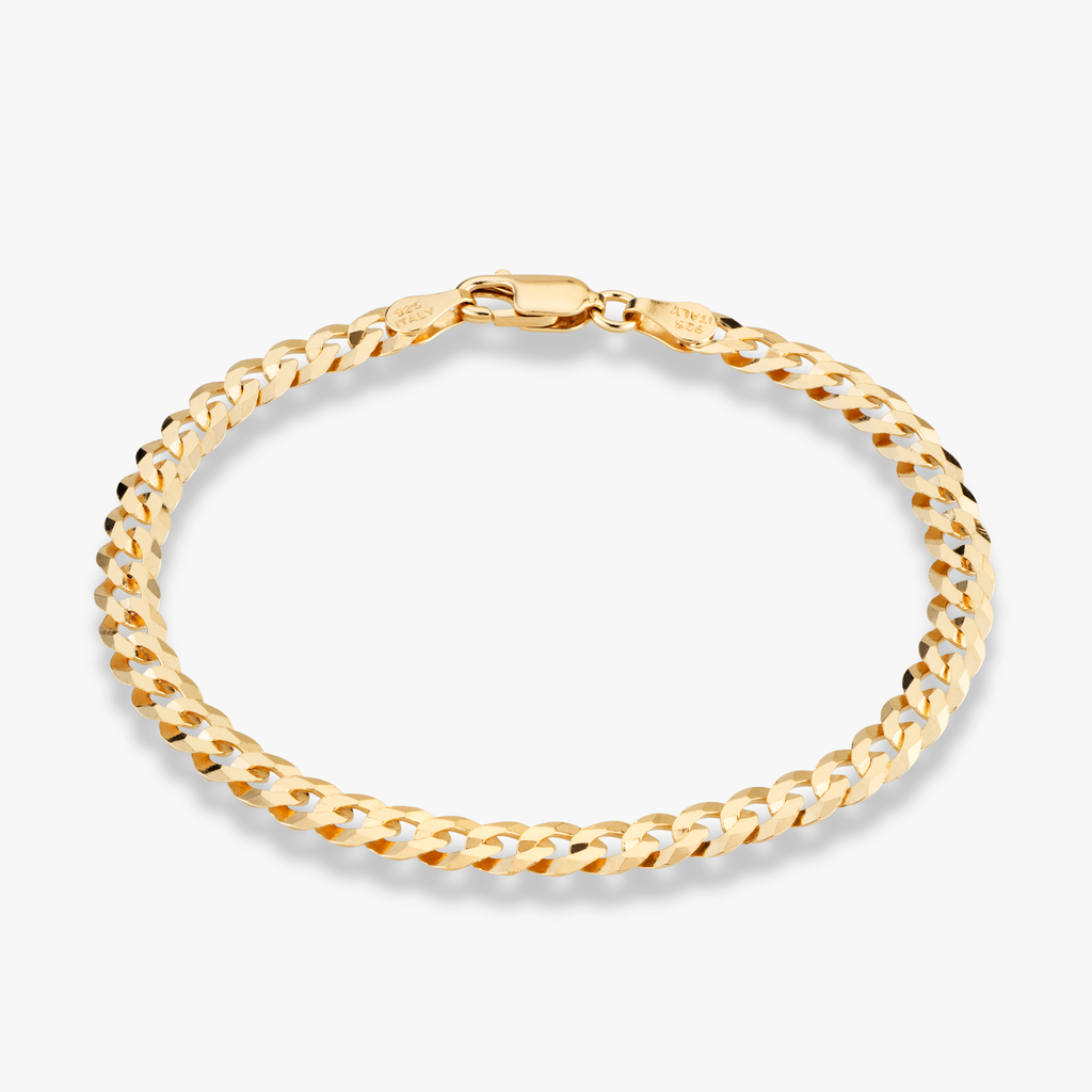 Cuban Chain Bracelet in 18k Gold Over Sterling Silver, 5mm