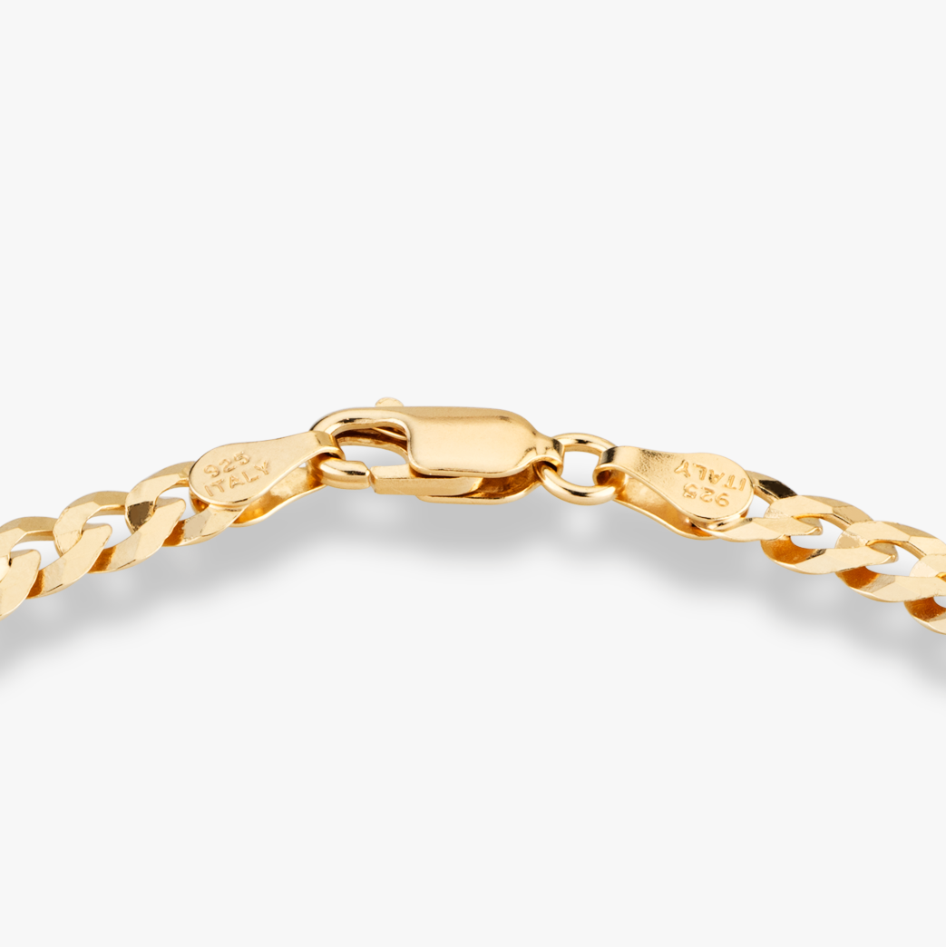 Cuban Chain Bracelet in 18k Gold Over Sterling Silver, 5mm