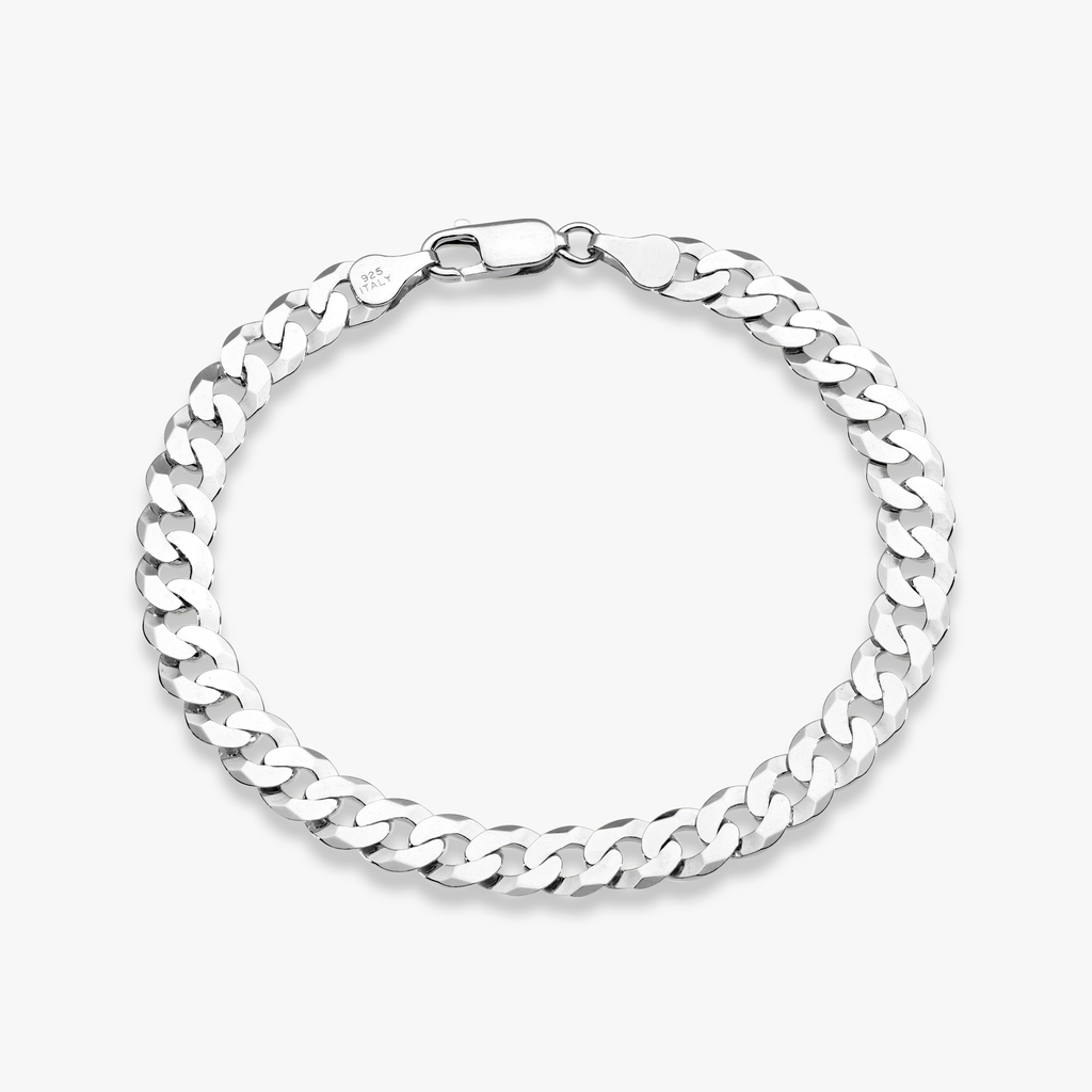 Cuban Chain Bracelet in Sterling Silver, 7mm