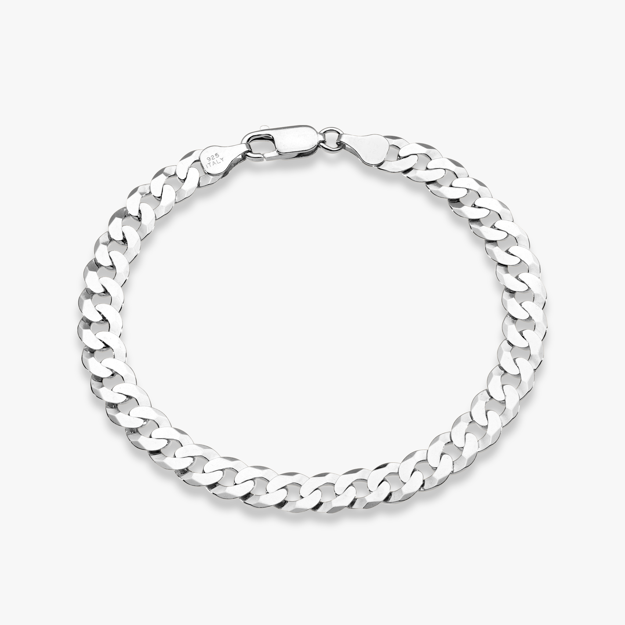 Cuban Chain Bracelet in Sterling Silver, 7mm