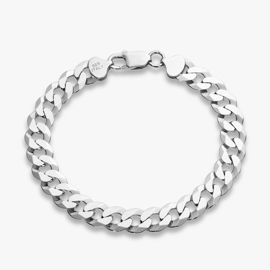 Cuban Chain Bracelet in Sterling Silver, 9mm