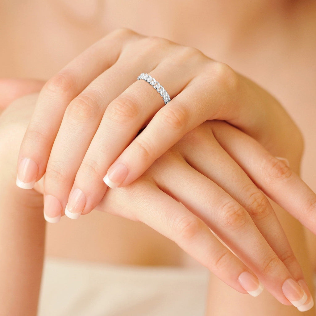 Cuban Link Band Ring in Sterling Silver, 4mm