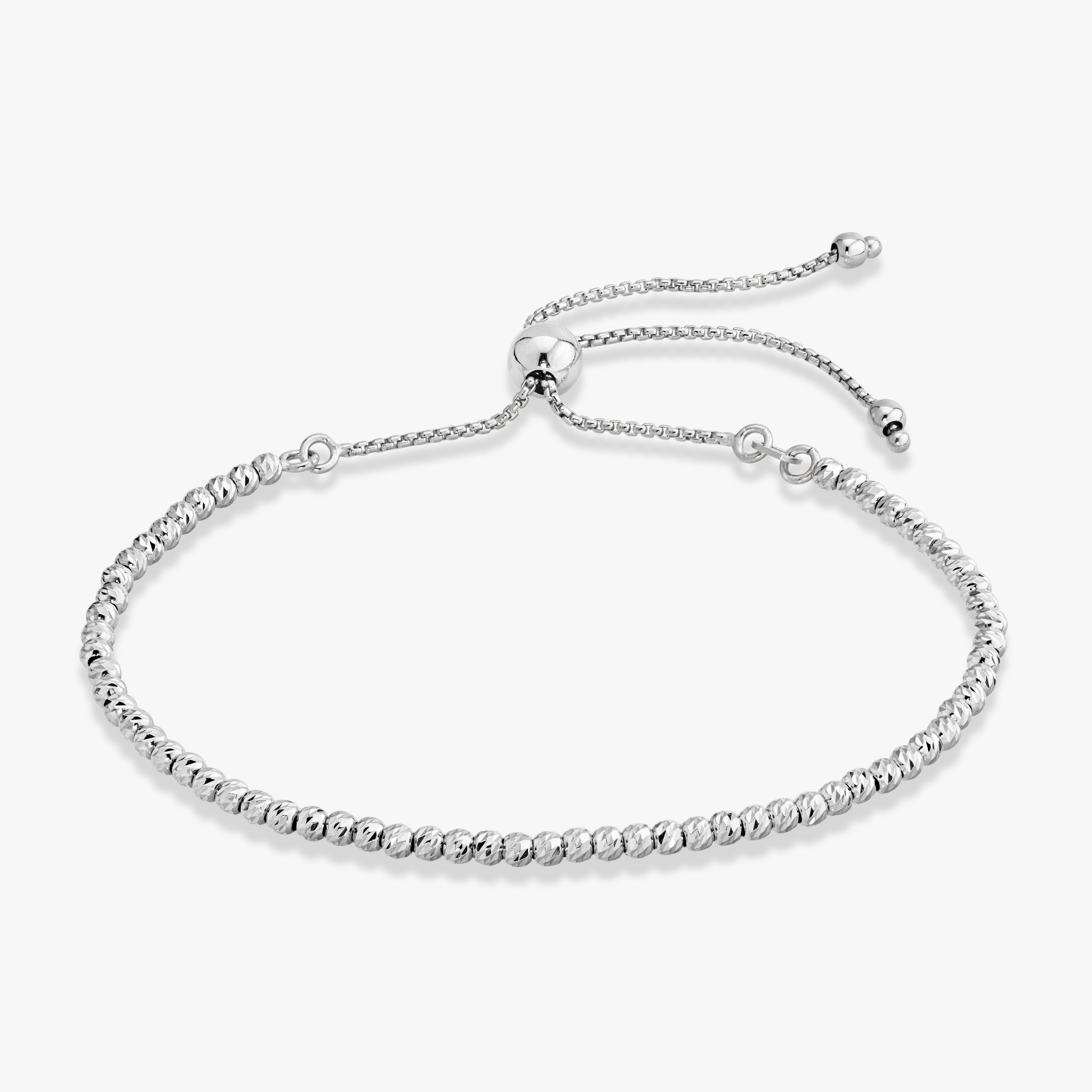 Diamond-Cut Bead Adjustable Bolo Bracelet in Sterling Silver, 2.5mm