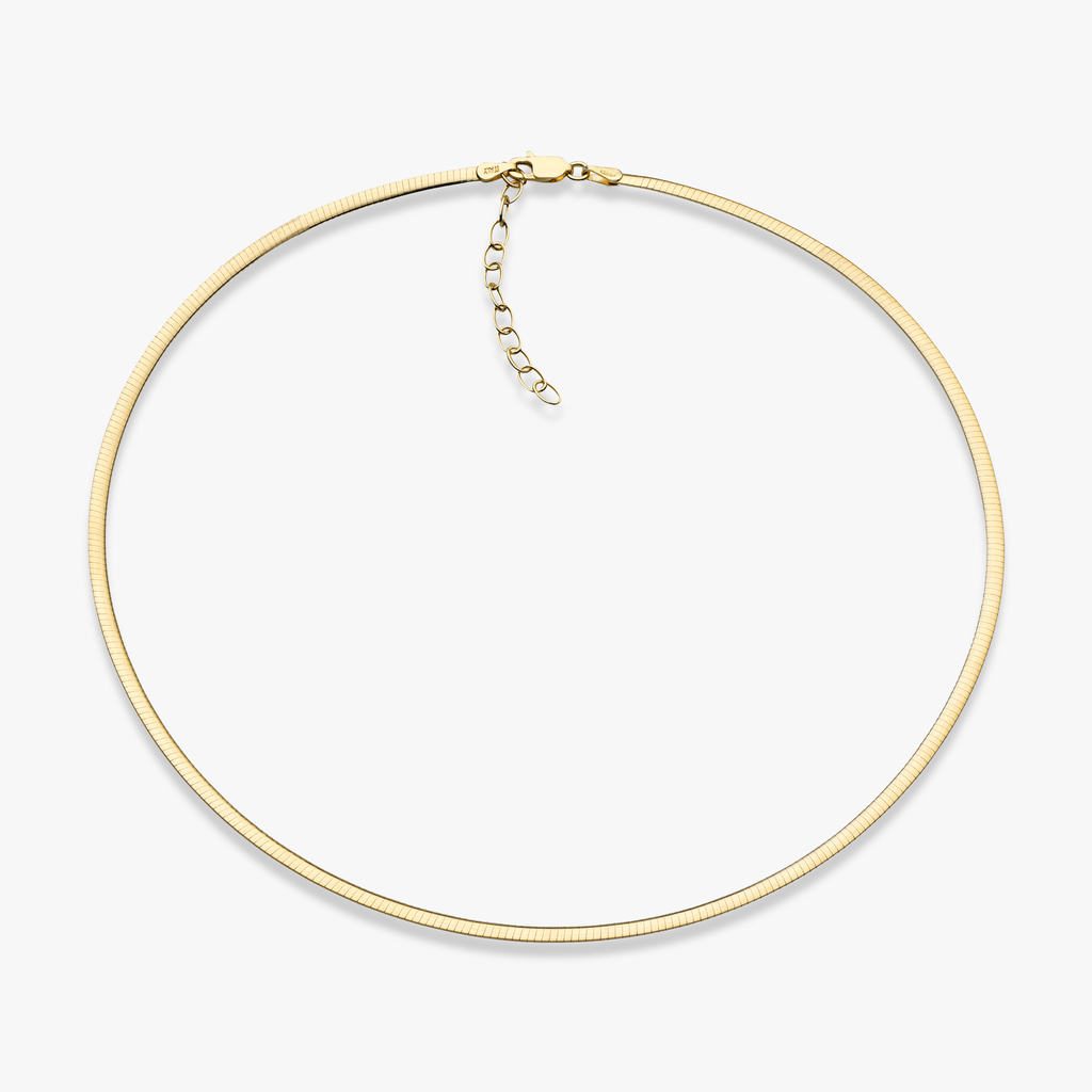 Dome Omega Adjustable Necklace in 18k Gold Over Sterling Silver, 2.5mm
