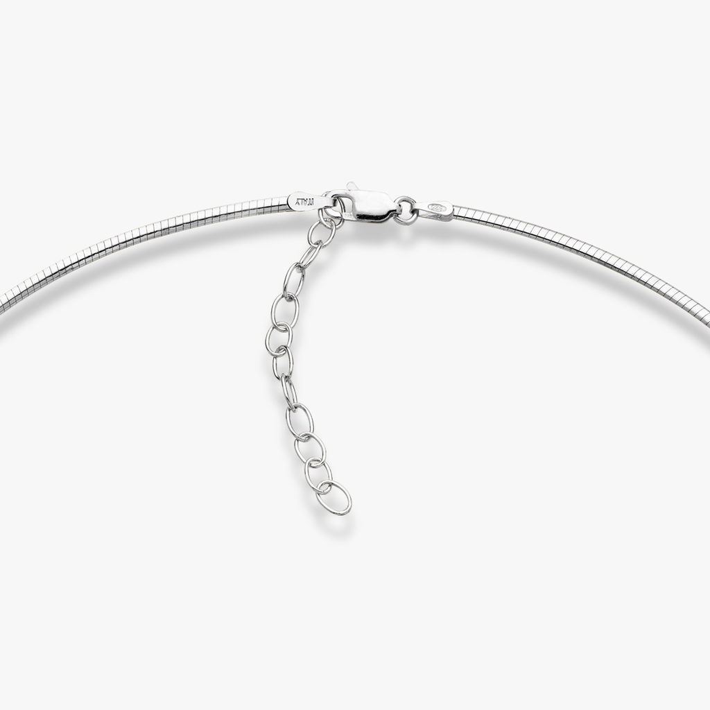 Dome Omega Adjustable Necklace in Sterling Silver, 2mm