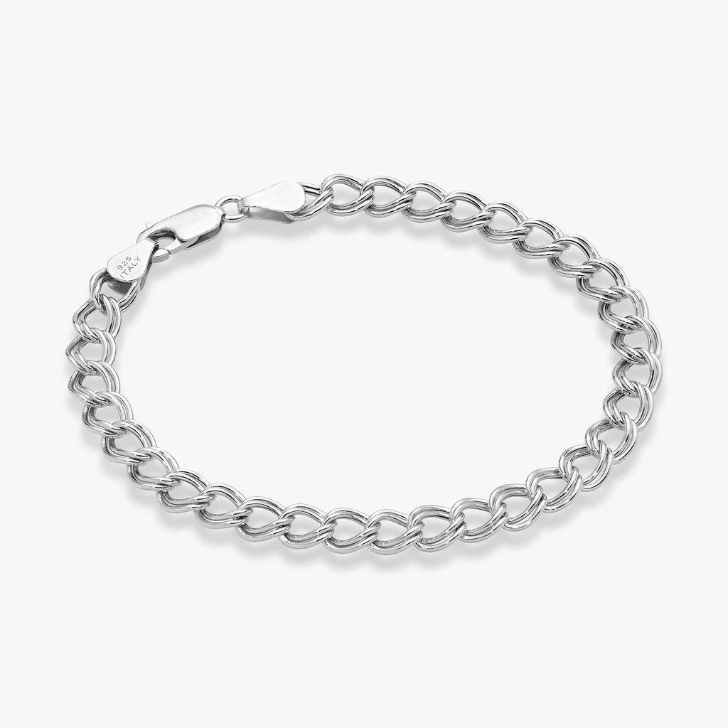 Double Curb Bracelet in Sterling Silver, 6mm