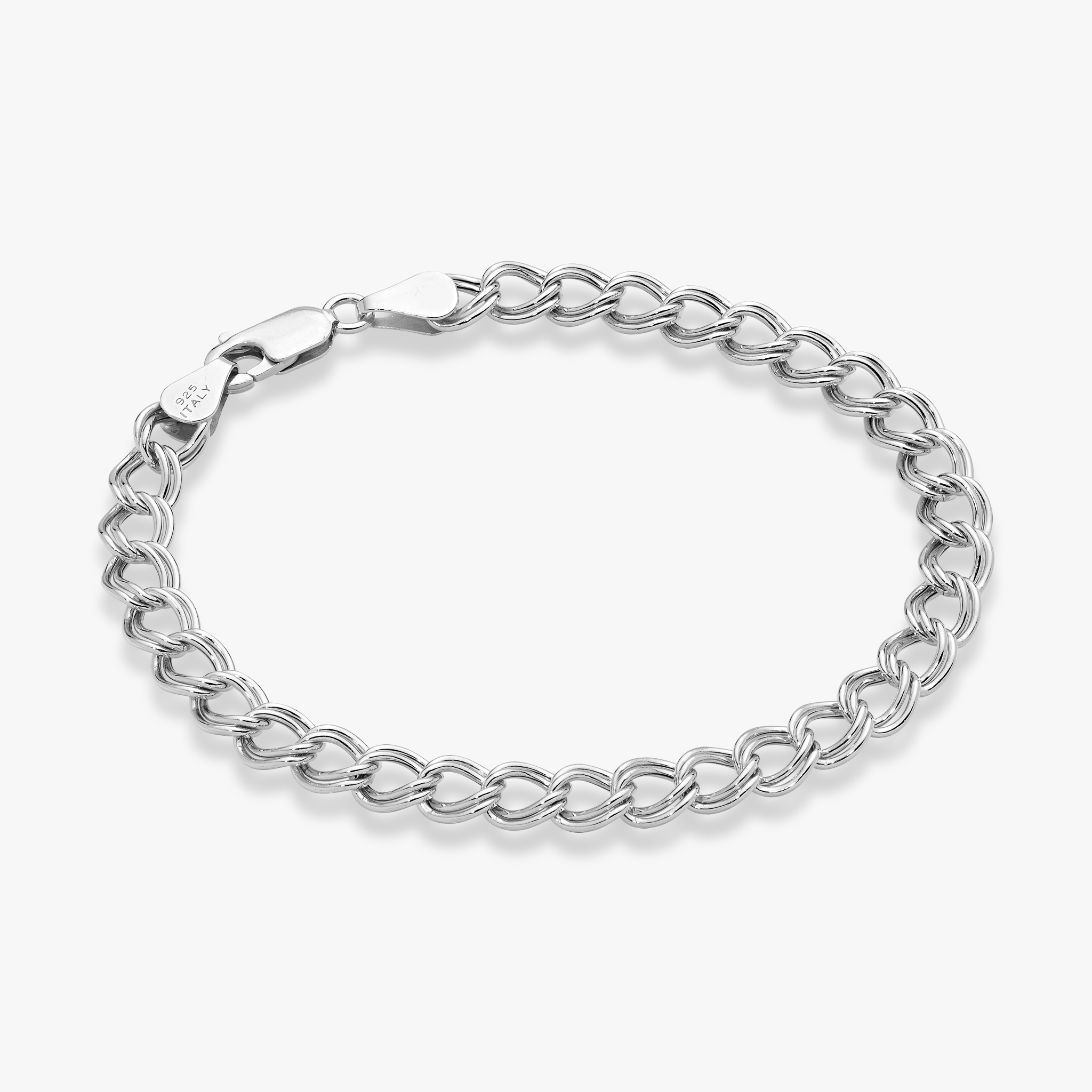 Double Curb Bracelet in Sterling Silver, 6mm