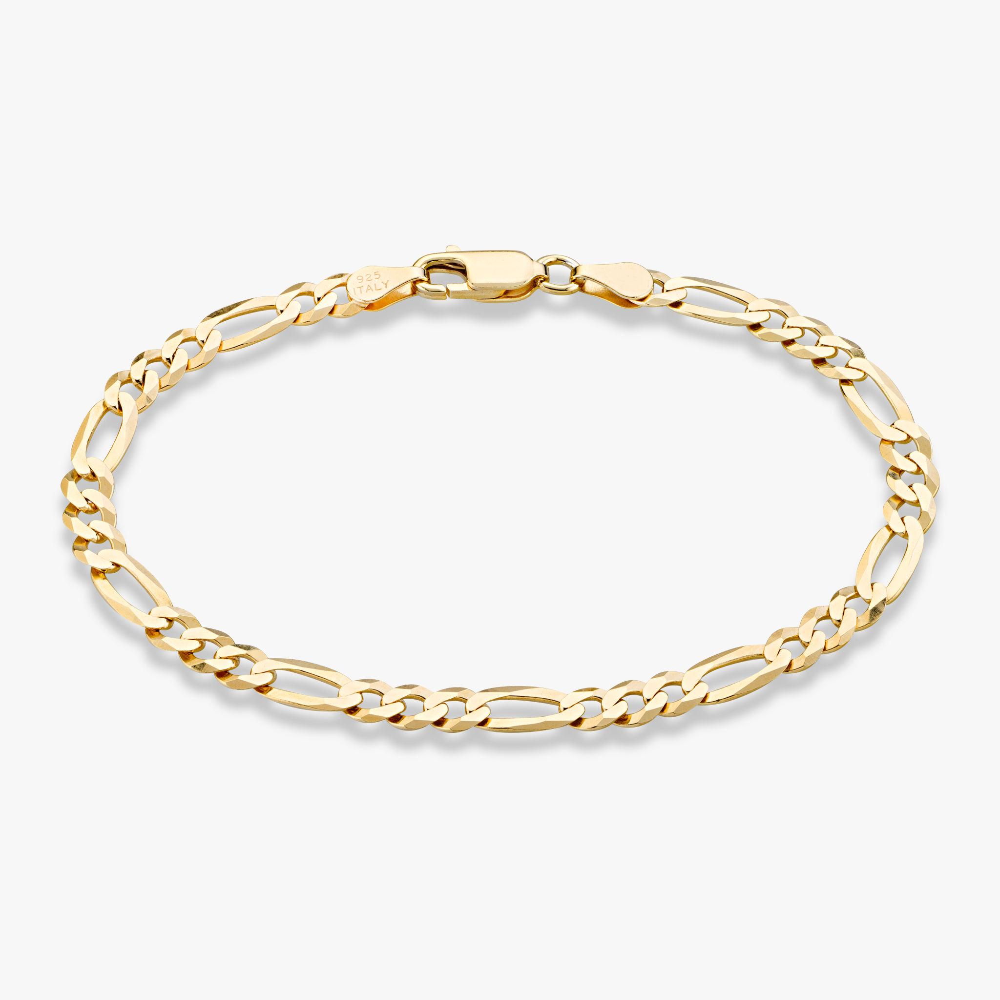 Figaro Chain Bracelet in 18k Gold Over Sterling Silver, 5mm
